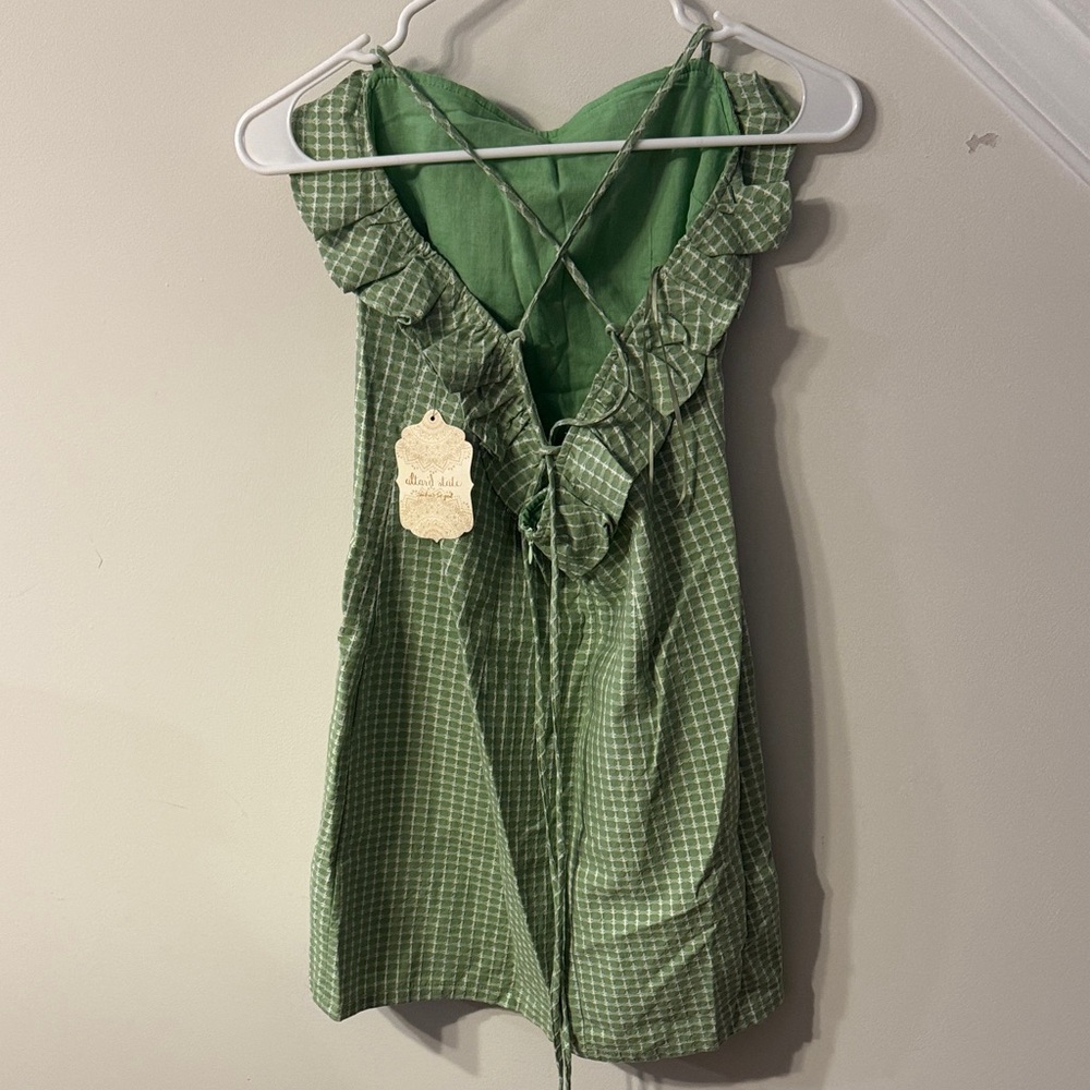 Altar'd State Green and White Mini Sundress